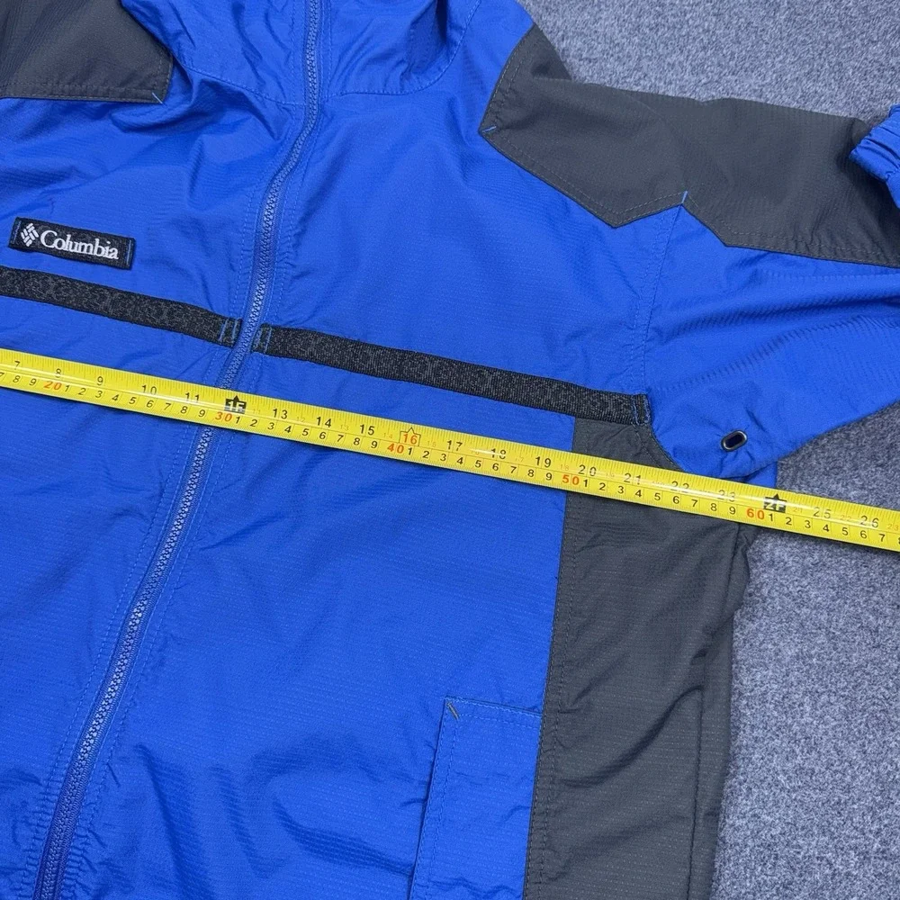 Columbia Jacket Mens M Blue Hooded Waterproof Full Zip Nylon Shell Watertight